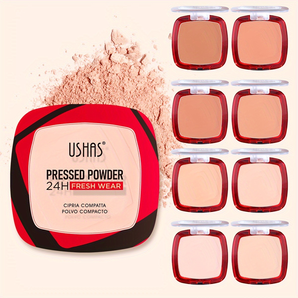 USHAS Polvo de maquillaje de punto transfronterizo Corrector de maquillaje fijo Impermeable e hidratante de larga duración FC648A B