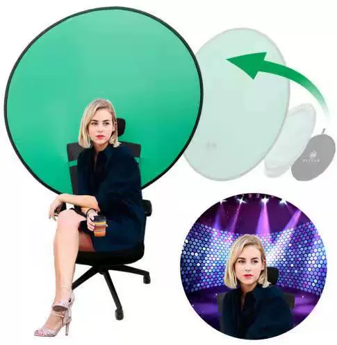 挂椅圆形背景板电竟直播摄影摄像扣图绿幕板折叠便携绿板140/110C