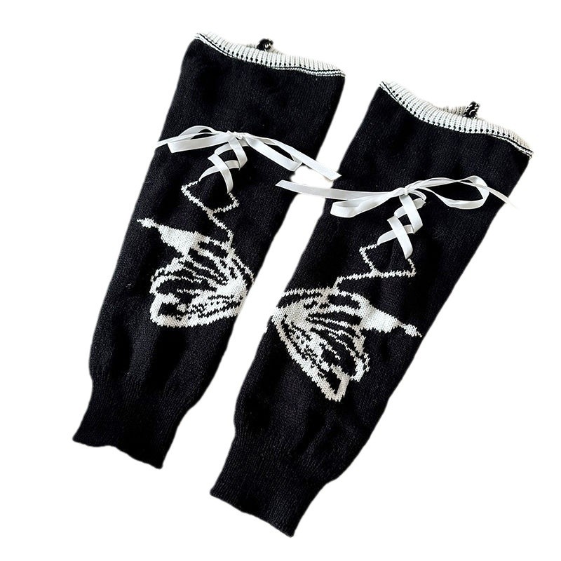Calzino Subculture Calzino Spice Girl Bow Ribbon polsino a metà gamba Lolita vitello lavorato a maglia y2k calzino in pile_voghion.com