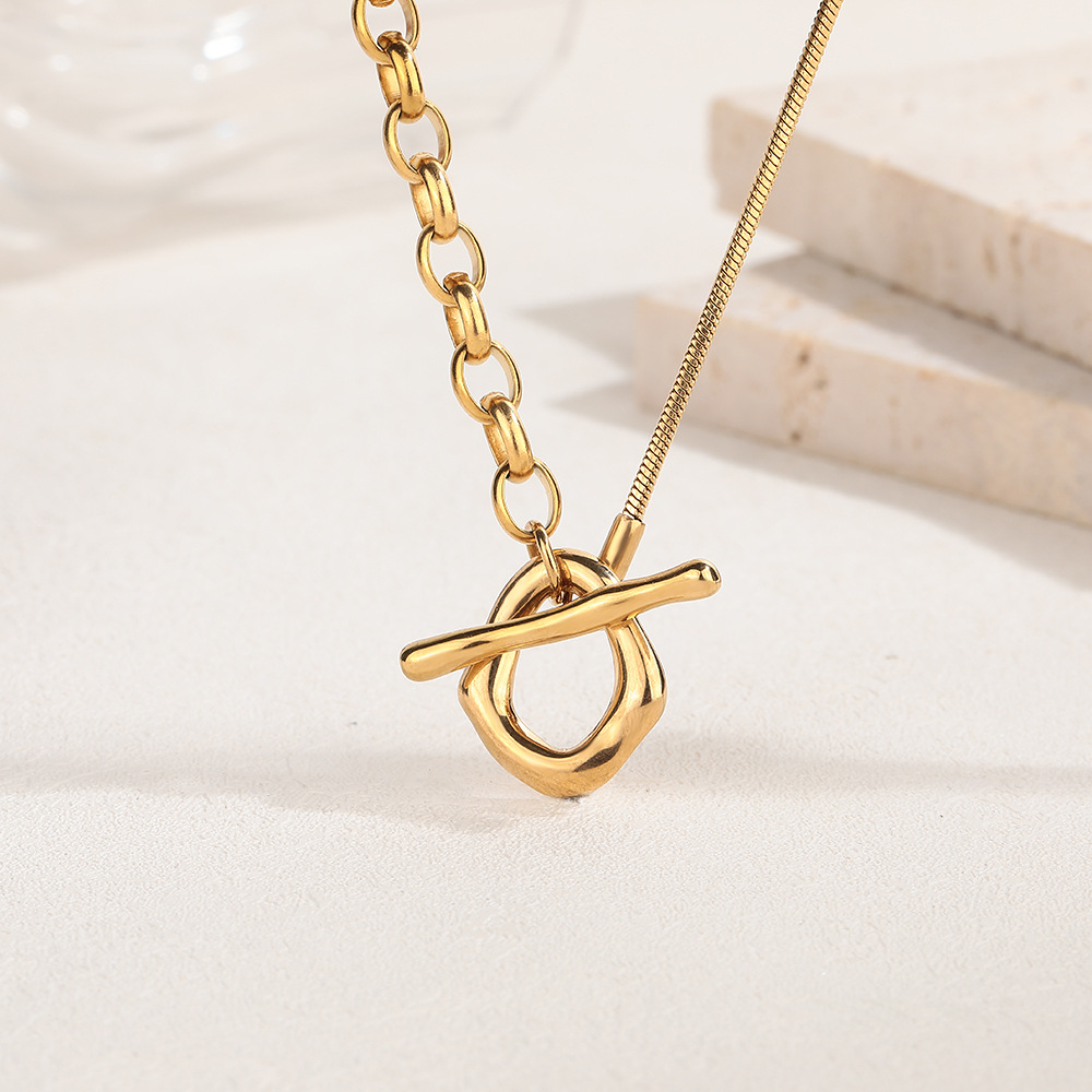 snake chain Chain Type Wholesale Jewelry Classic Style Solid Color Titanium Steel Toggle Plating Long Necklace Snake Chain
