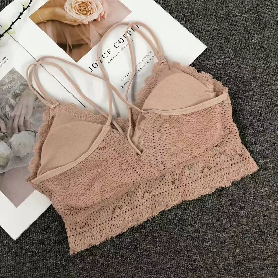 Nuevo encaje de alta elasticidad de alta calidad, chaleco de mujer sin anillo de acero, bra de yoga, ropa interior deportiva, mujer al por mayor
