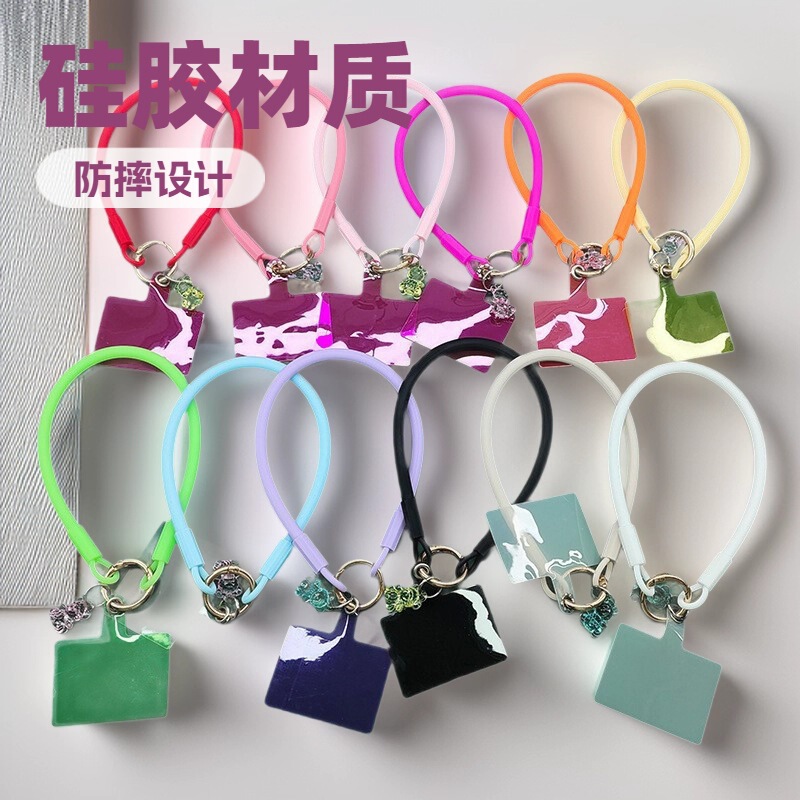 新品多巴胺硅胶手环手机壳挂绳含夹片钥匙扣挂件挂链手机壳通用|undefined