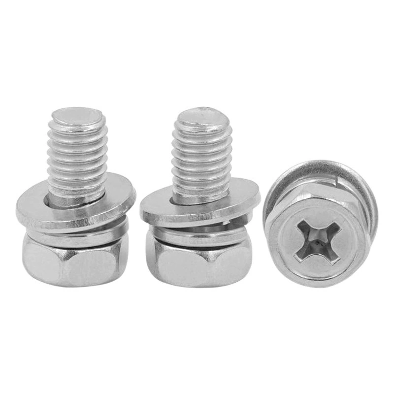 В наличии gb9074.13 304 нержавеющая сталь внешний шестигранный крестовой выемка крепежный винт плоская пружинная накладка три комбинированных винта