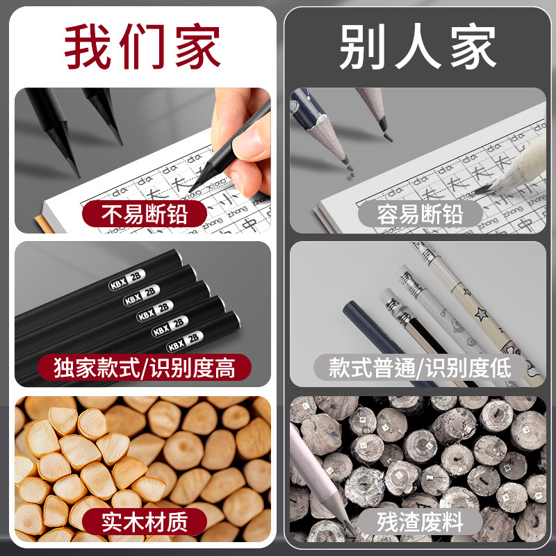 小学生黑木铅笔三角杆专用正姿HB幼儿园初学练字考试用2B绘画铅笔|undefined