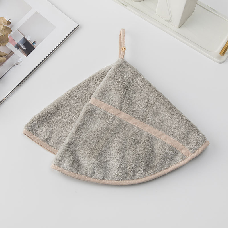 Colgando toalla de mano de lana de coral trapo toalla de cocina paño redondo swing toalla de mano limpieza fuerte absorbente