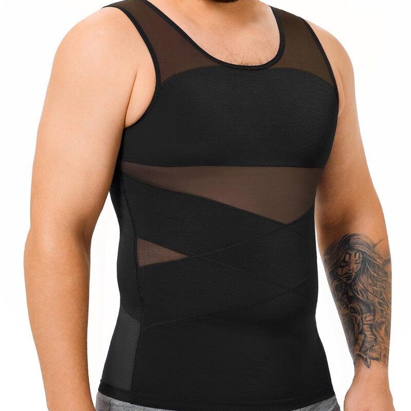 Cross-Border Hot Selling Men's Body Shaping Tops Plus Size Compression Shirts Vests Sports Fitness Shaping Underwear Wholesale