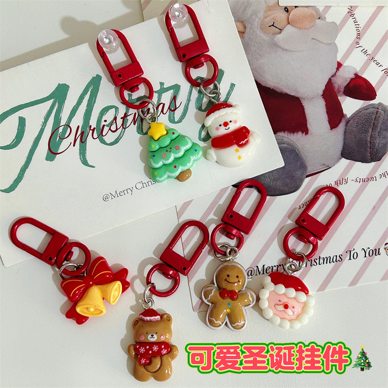 Gingerbread Man Christmas New Gift Cartoon Cute Keychain Pendant Santa Claus Backpack Decoration