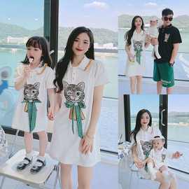 炸街亲子装一家三口四口母子装母女装裙子连衣裙情侣装姐弟装夏装
