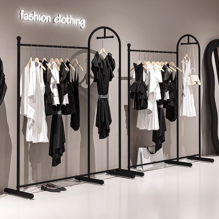 Estante de exhibición tipo suelo tienda de ropa exhibición colgante lateral estante de exhibición de propósitos combinación tienda de ropa de mujer colgante estante de ropa