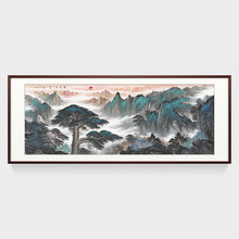 BN青绿斋  办公室山水画手绘水墨国画真迹泰山日出客厅装饰画迎客