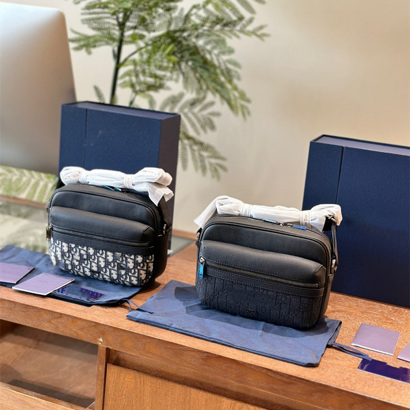 New Trendy Brand Fashion Plaid Leather Durable Men's Personalized Sports Shoulder Crossbody Bag Casual Small Square Bag Men's Bag