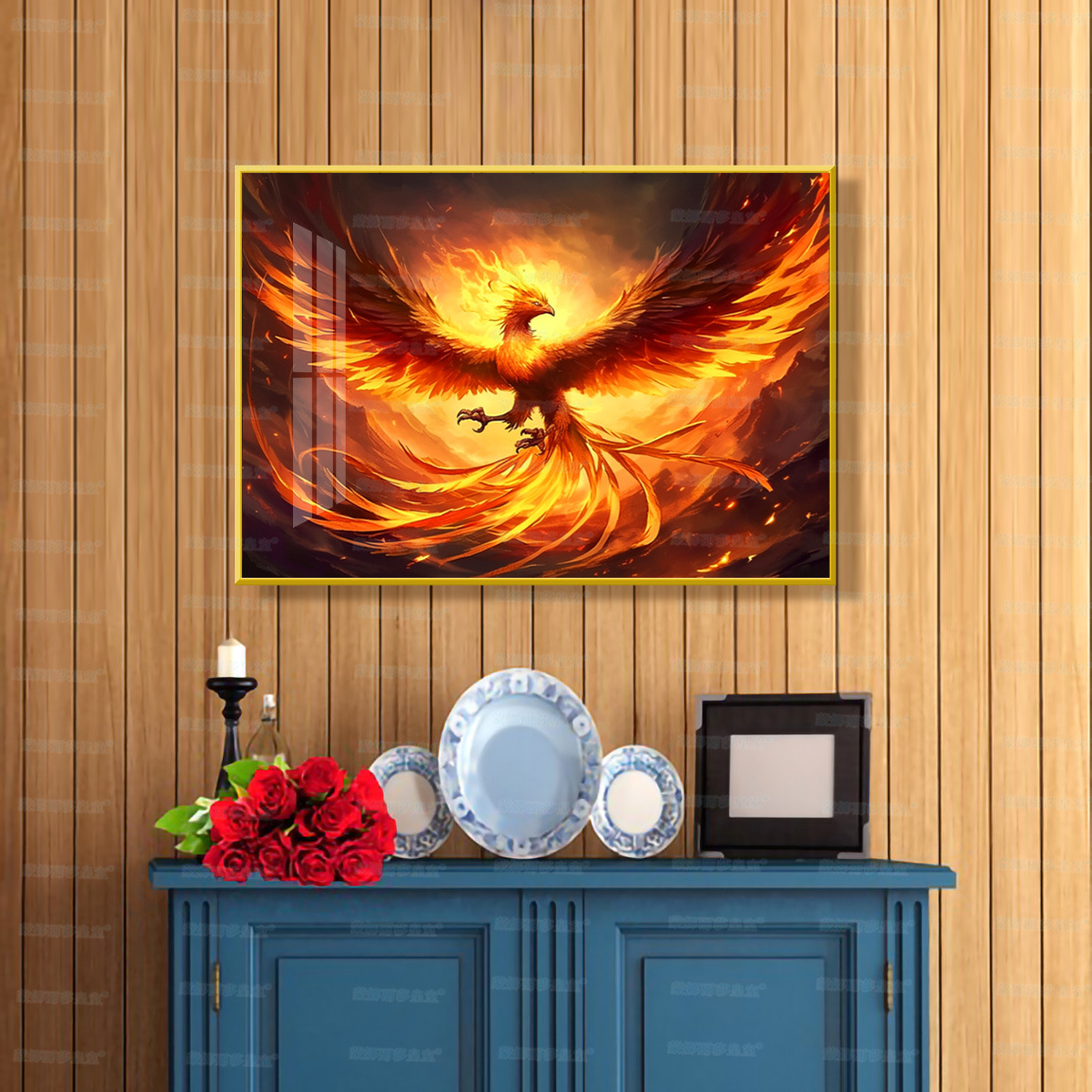 Mona Lisa real bordado pequeño bordado de fuego Phoenix estilo chino festivo auspicioso decoración de la sala de estar bordado a mano image 2