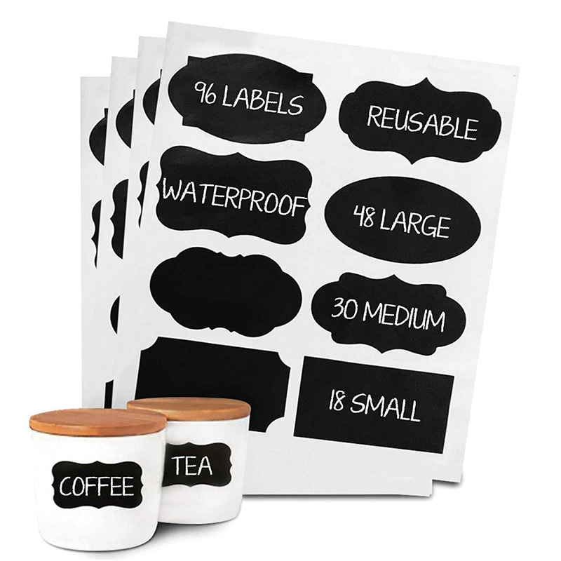 现货3.5×5cm厨房食品精油罐子玻璃乙烯基PVC黑板贴纸不干胶标签