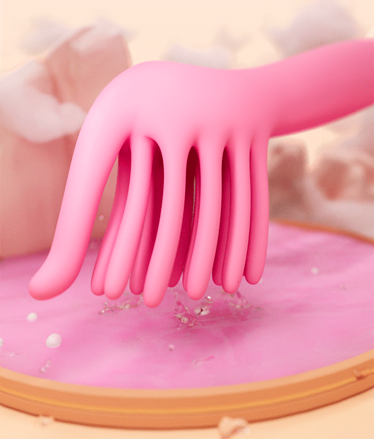 Touch-Vibrating Wand Massager, Silicone Body, Button Control, Pink — detail image 3