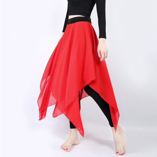 Modern classical body dance performance fake two-piece medium-length irregular skirt pants adult dance practice clothes for women