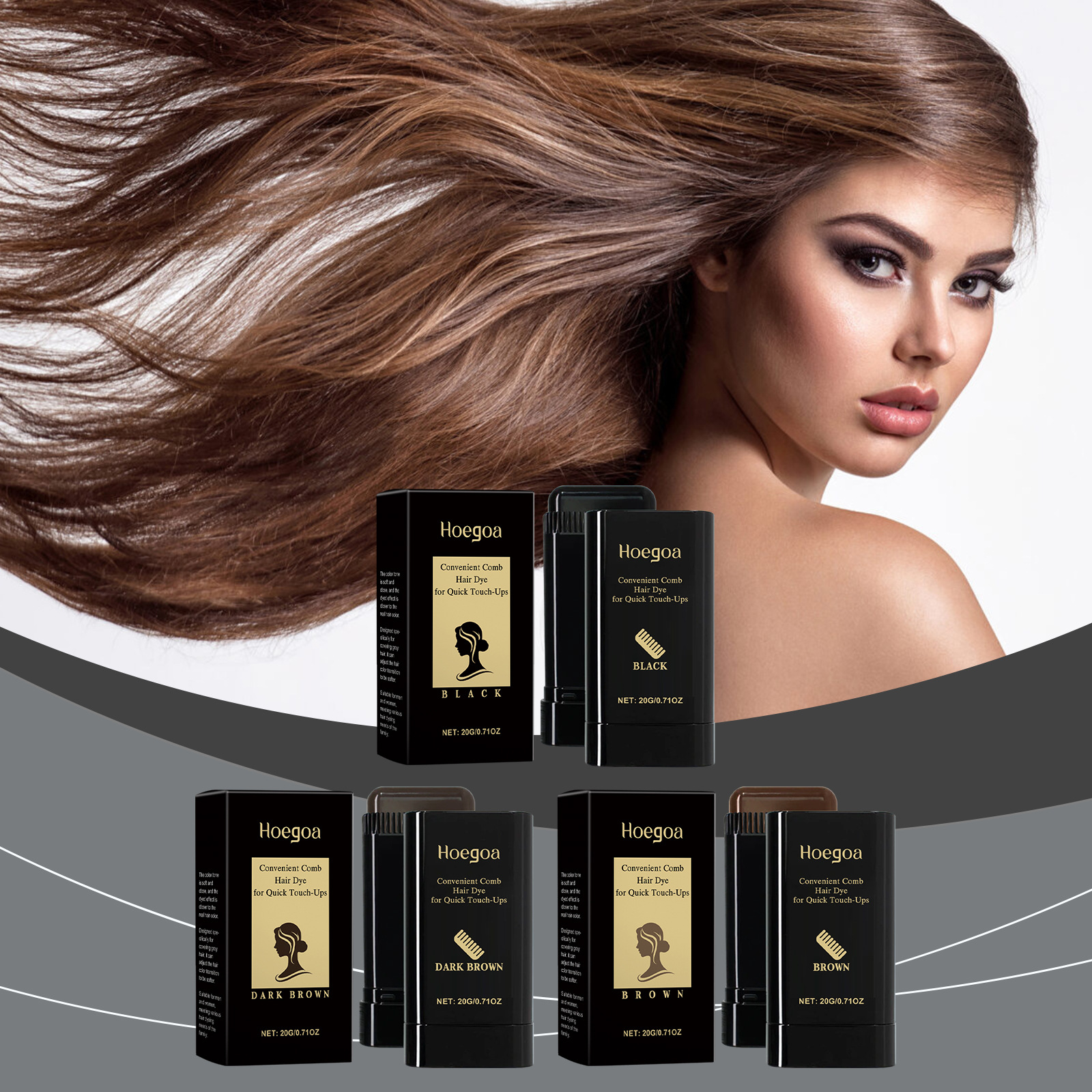 Hoegoa Hair Color Stick Temporary Hair Color Stick Natural, Gentle, Non-Irritating Color-Enhancing Hair Dye