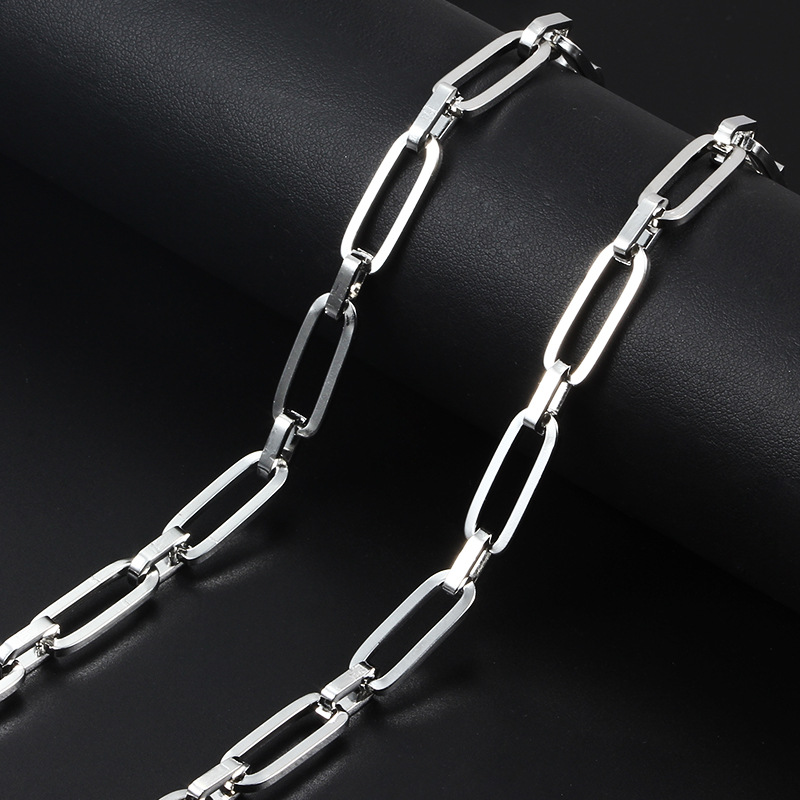 不锈钢扁椭圆十字链饰品链条 DIY项链手链颈链时尚小众轻奢风链子