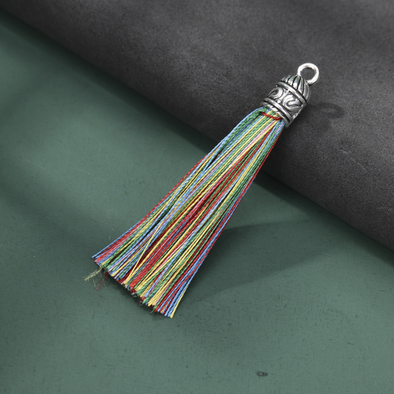 Tamaño pequeño tapa de aleación anillo borla DIY hecho a mano borla accesorios nudo chino Ropa Accesorios estilo antiguo colgante borla image 8