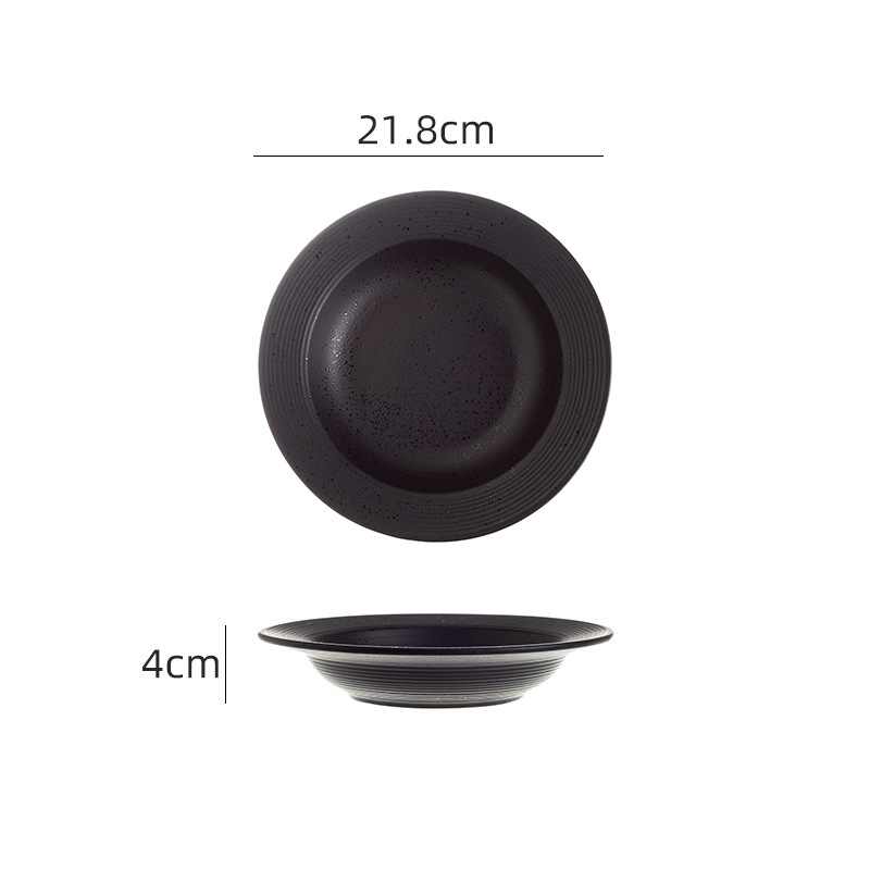 シンプルな陶磁器の白黒食器と食器のセットの家庭用ご飯と食器の魚の皿の大きいスープの碗のコーヒーカップは皿をつけます。|undefined