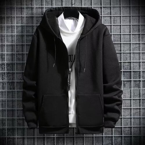 Men's Autumn Trendy Brand Ins Hooded Sweater Coat | Plus-Size, Loose-Fit, Casual Jacket for Oversized Figures