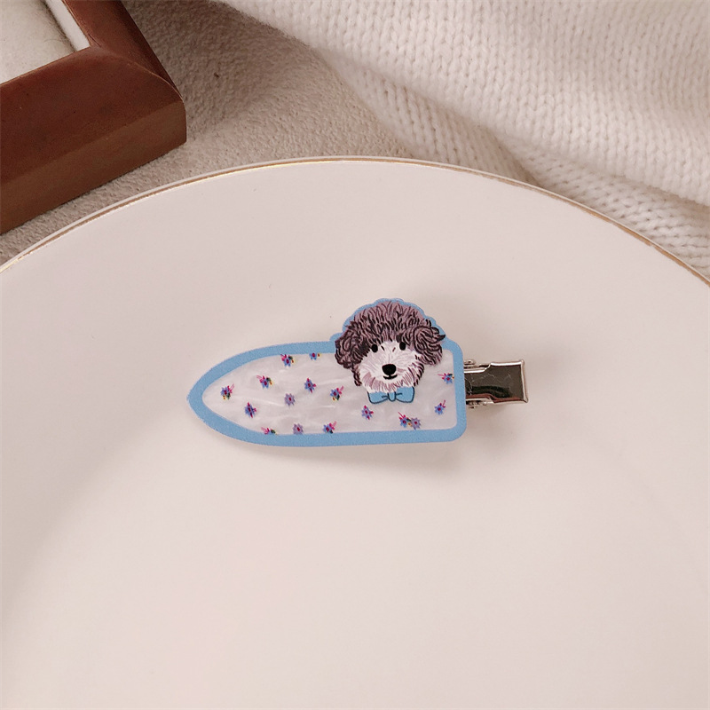 Lindas pinzas para el cabello de par de cachorros para mascotas, pinzas sin marcas de corazón de niña linda, pinzas de flequillo dulces y versátiles, accesorios para el cabello de dibujos animados