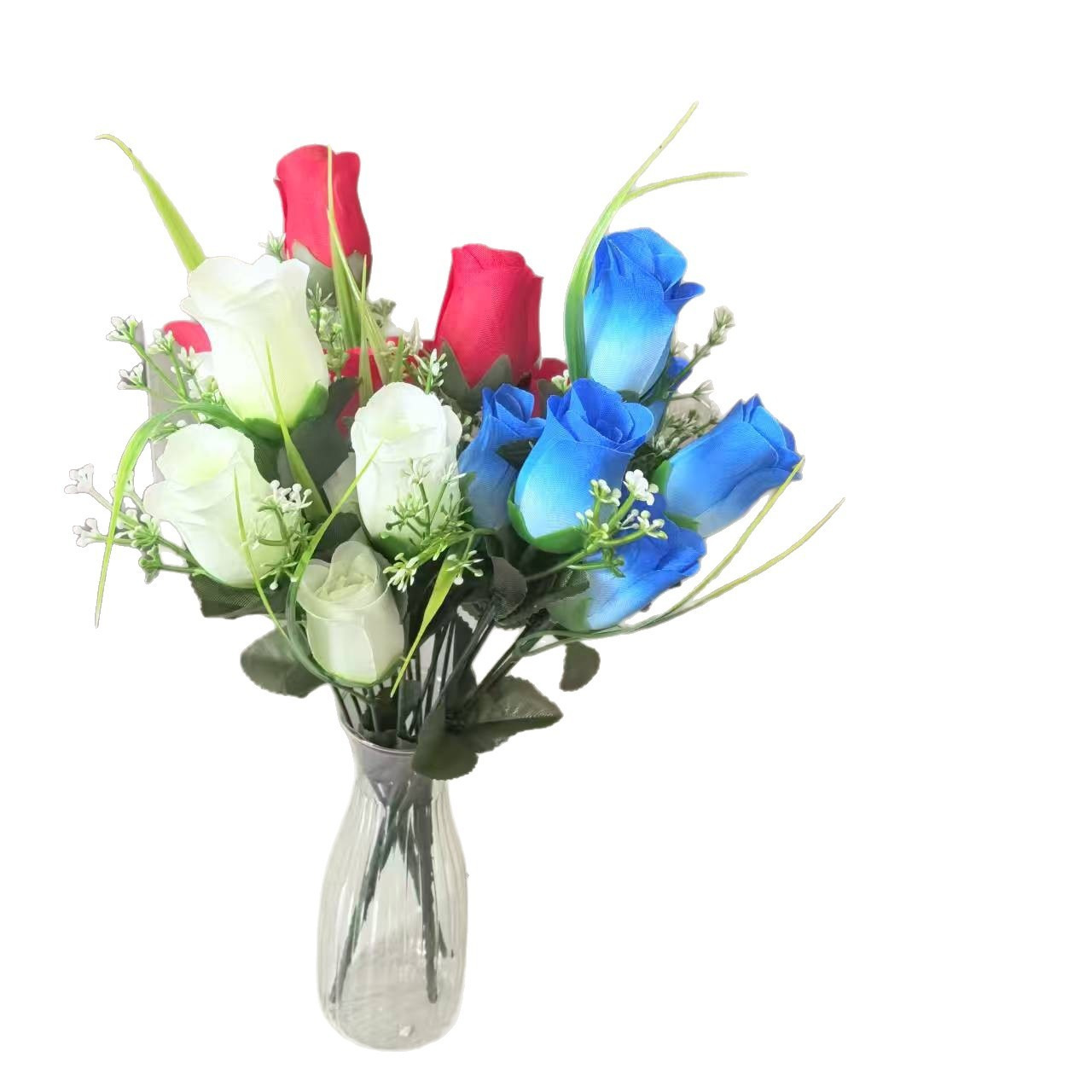 Ramo de Rosas Artificiales de Seda con Siete Cabezas, Decoración Floral Interior