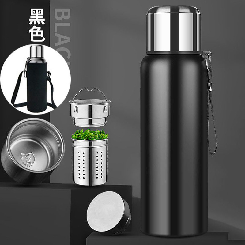 Taza de aislamiento de gran capacidad, hervidor de agua para exteriores de acero inoxidable 304, taza de separación de té de acero, taza de agua para hombres y mujeres, taza de té