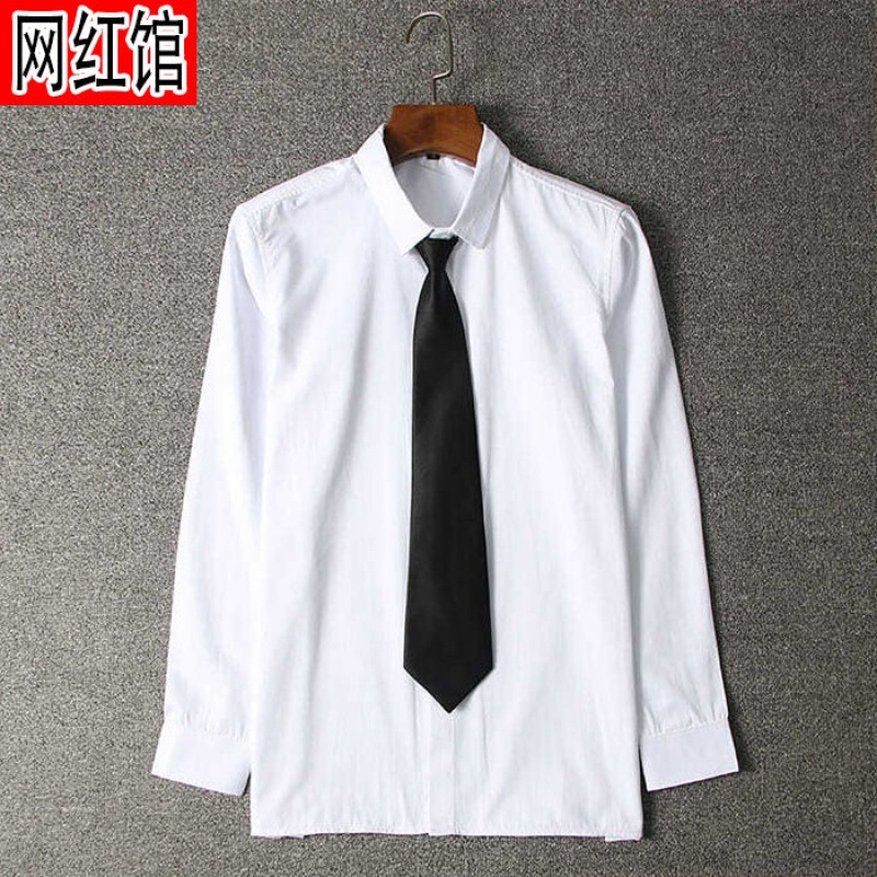 衬衫男学院学生装韩版大码纯色校服DK制服长袖衬衣JK宽松搭配领带