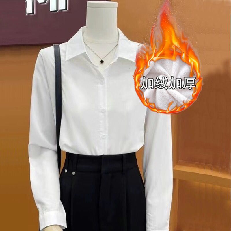 Fashionable Elastic Velvet Shirt for Women, Elastic Yamada Liang Catering Slimming Warm Shirt, Student Professional Wear Factory