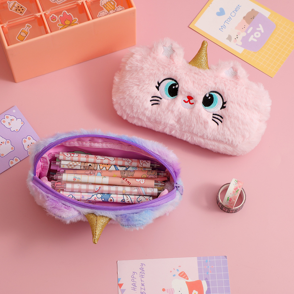 Cartoon Velvet Class Cute Pencil Case display picture 3