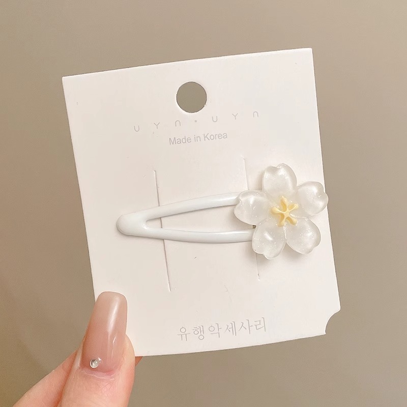 细闪果冻色樱花发夹花朵可爱侧边夹 ins少女夹子刘海碎发夹头饰品|undefined