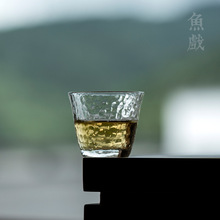 日式手工锤纹玻璃功夫茶小茶杯家用单个红茶喝茶品茗杯主新品