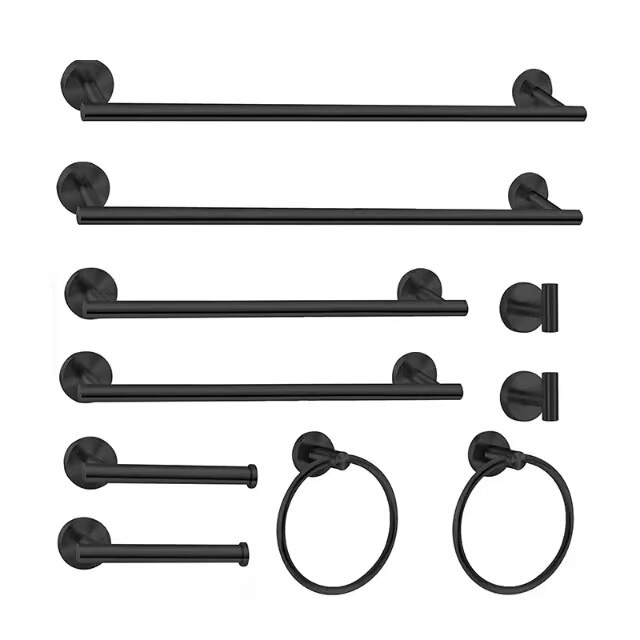 Cross-Border Stainless Steel Five-Piece Bathroom Towel Bar Towel Rack Toilet Paper Holder Toilet Bathroom Punch-Free Hook Clothes Cross-Border Stainless Steel Five-Piece Bathroom Towel Bar Towel Rack Toilet Paper Holder Toilet Bathroom Punch-Free Hook Clothes