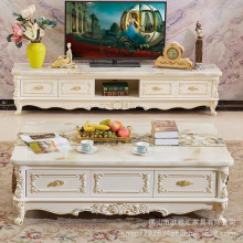 欧式茶几电视柜组合客厅家具实木茶桌地柜简美式大理石小户型套装