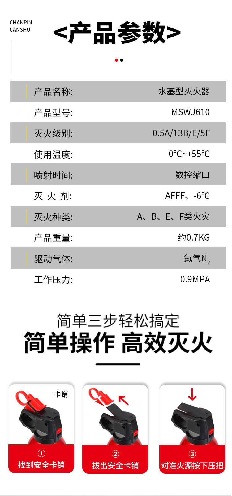 National Standard Water-Based Fire Extinguisher for Vehicle-Mounted Household High Temperature Resistant Anti-Freeze Foam Type Satchel Private Car 3C Certification