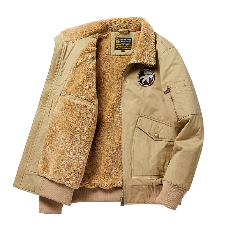 Внешняя торговля, зимняя хлопковая одежда, мужская утепленная куртка на флисовой подкладке с несколькими карманами, теплая Повседневная стиранная куртка 5379