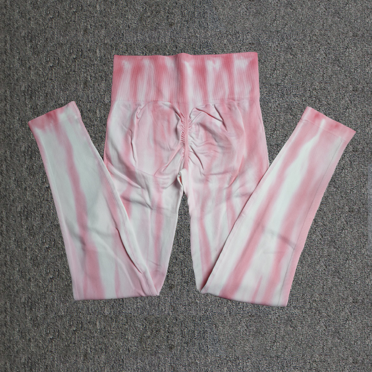 Pantalones de Yoga de cadera de melocotón de cintura alta teñidos transfronterizos europeos y americanos pantalones de fitness de contracción del vientre línea de elevación de la cadera de las mujeres medias deportivas