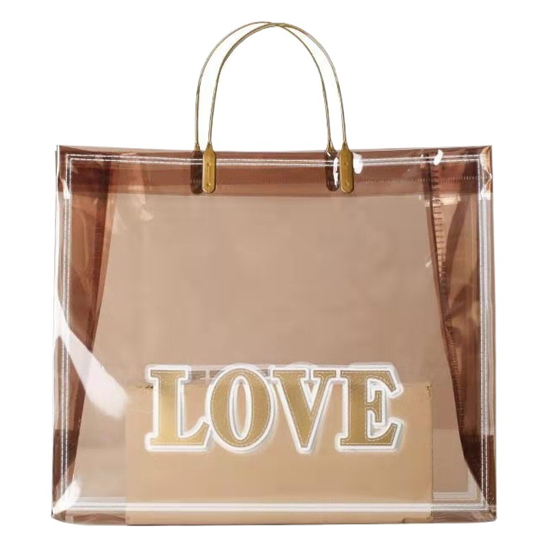 Bolso transparente de PVC bolsa de regalo tienda de ropa bolsa de plástico engrosada logotipo impreso bolsa de compras al por mayor image 1