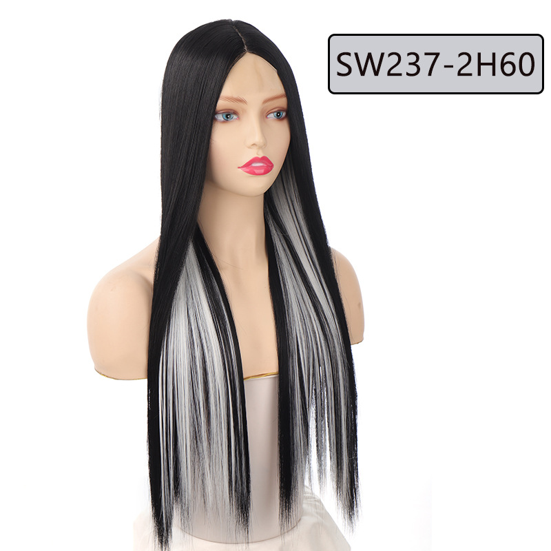 parrucche moda donna pizzo frontale capelli lunghi lisci 70cm280g seta ad alta temperatura fibra chimica morbida traspirante_voghion.com