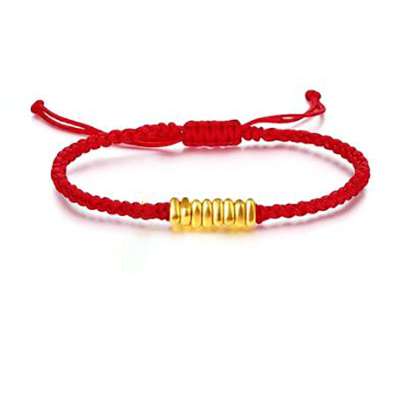 부러진 금색과 빨간색 밧줄 8개