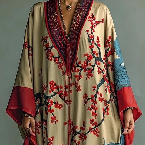Vestaglia donna a fiori con scollo a v per la notte_voghion.com
