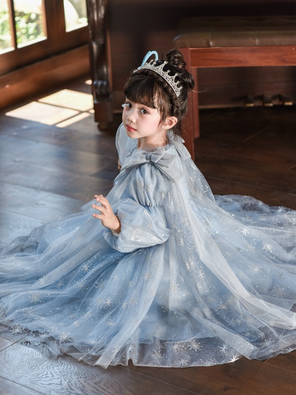 公主裙女童冰雪奇缘艾莎连衣裙秋季新品女儿童长袖洋气礼服裙纱裙|undefined