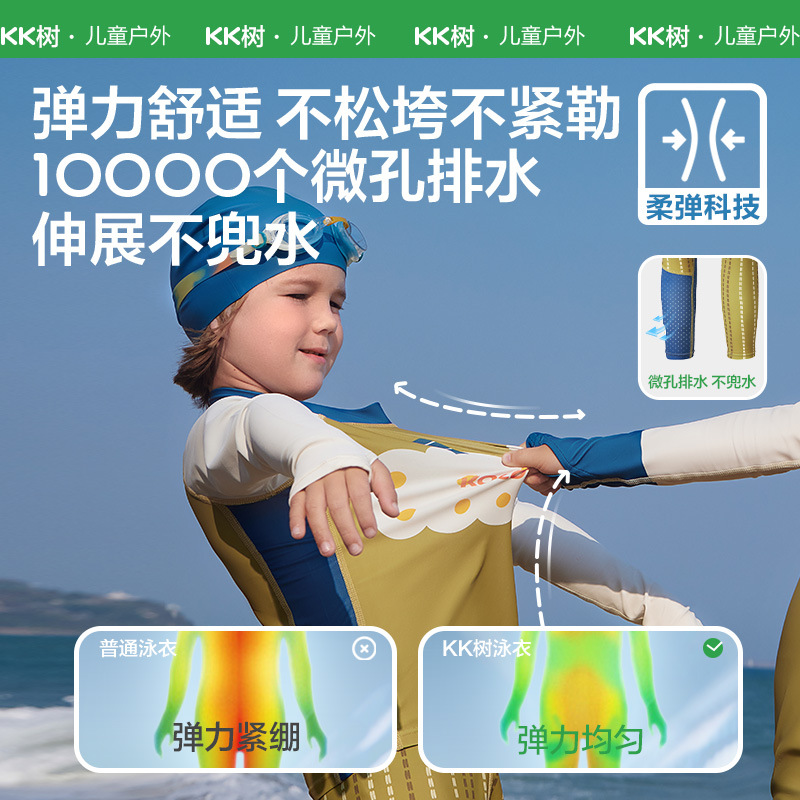 KK Tree 2024 nuevos trajes de baño para niños, niños y niñas, trajes de natación para bebés divididos, una pieza, hilo original, protector solar, antibacteriano