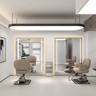 New Barber Shop Mirror Hair Salon Special Hair Salon Trendy Mirror Table Hair Cutting with Light Single and Double Side Perm Dyeing Floor Mirror