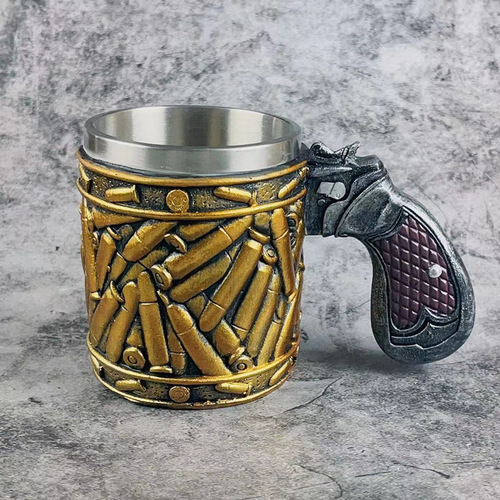 Bullet stainless steel cup creative revolver bullet cup shape wine set commemorative gift bar American beer cup