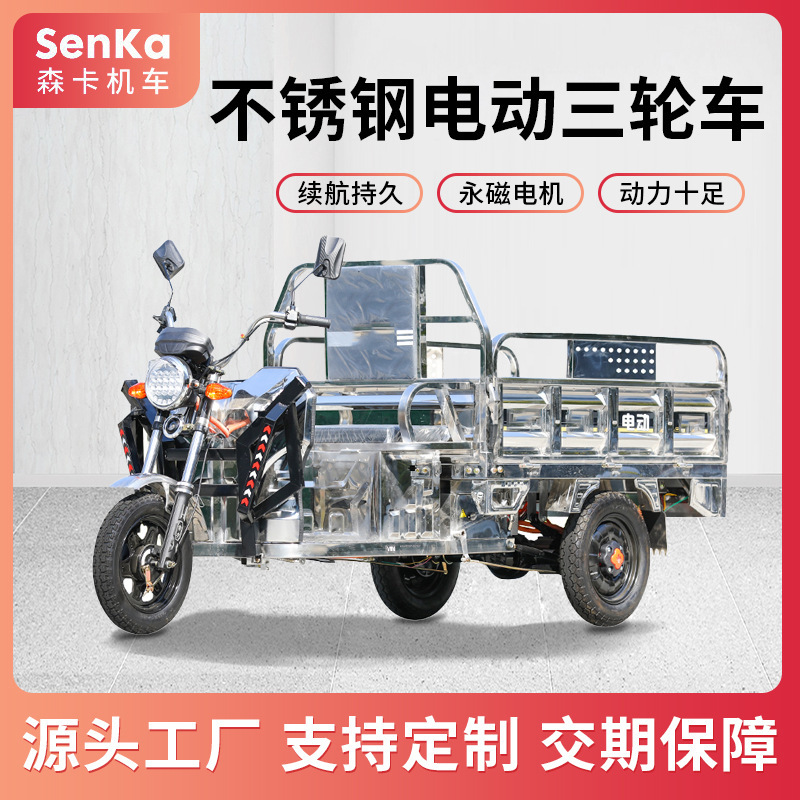 Amazon Electric Three-Speaker Stainless Steel Household Cargo Load-Bearing Agricultural Vehicle Power Manufacturer New Electric Tricycle