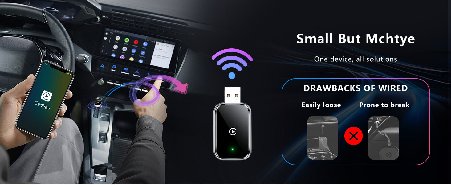 Cross-border 2-in-1 CarPlay box, wired to wireless Android AUTO adapter, car-machine interconnection box