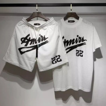 男士运动网眼速干套装 潮牌amiri圆领透气夏季休闲套装 情侣短袖T