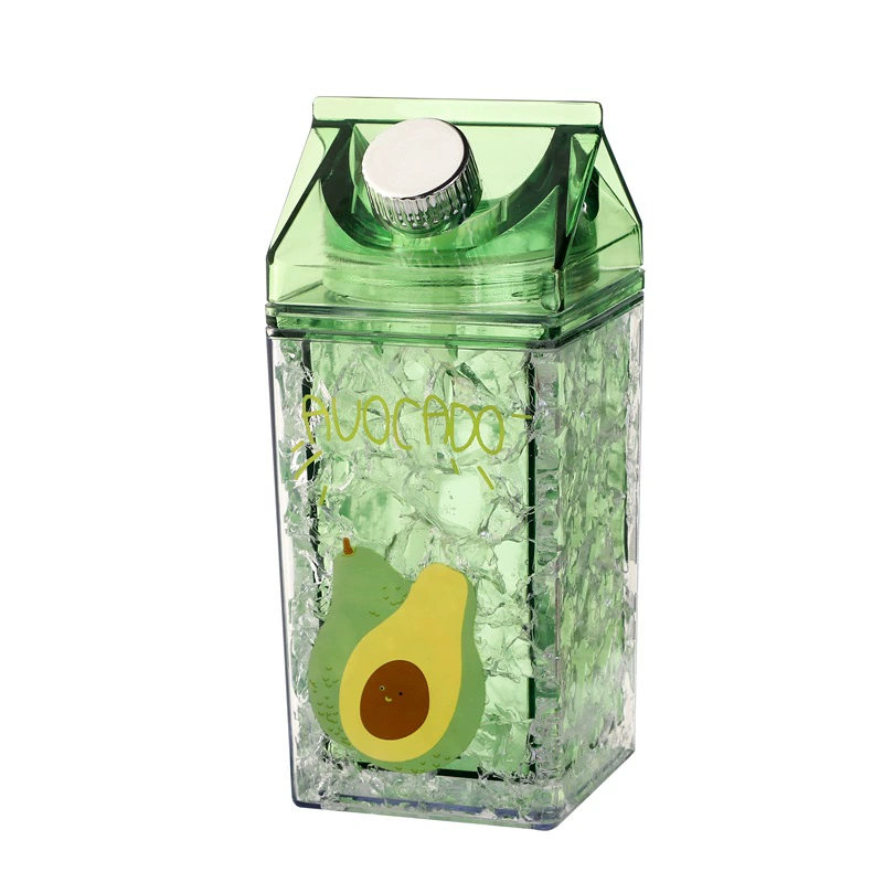 Double-layer Insulated Straw Cup, 400 ml, Broken-Ice Gradient Design, Portable Summer Bottle