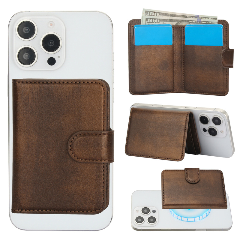 Suitable for Universal Magsafe Strong Magnetic Multi-Card Wallet Leather Case, Detachable Separate Magnetic Card Holder, Foreign Trade